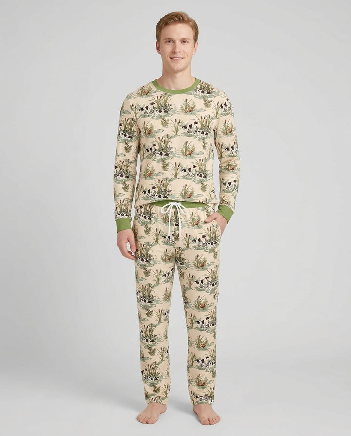 Vintage Pheasant & Hunting Dog Field Family Matching Bamboo Men's Pajama Set