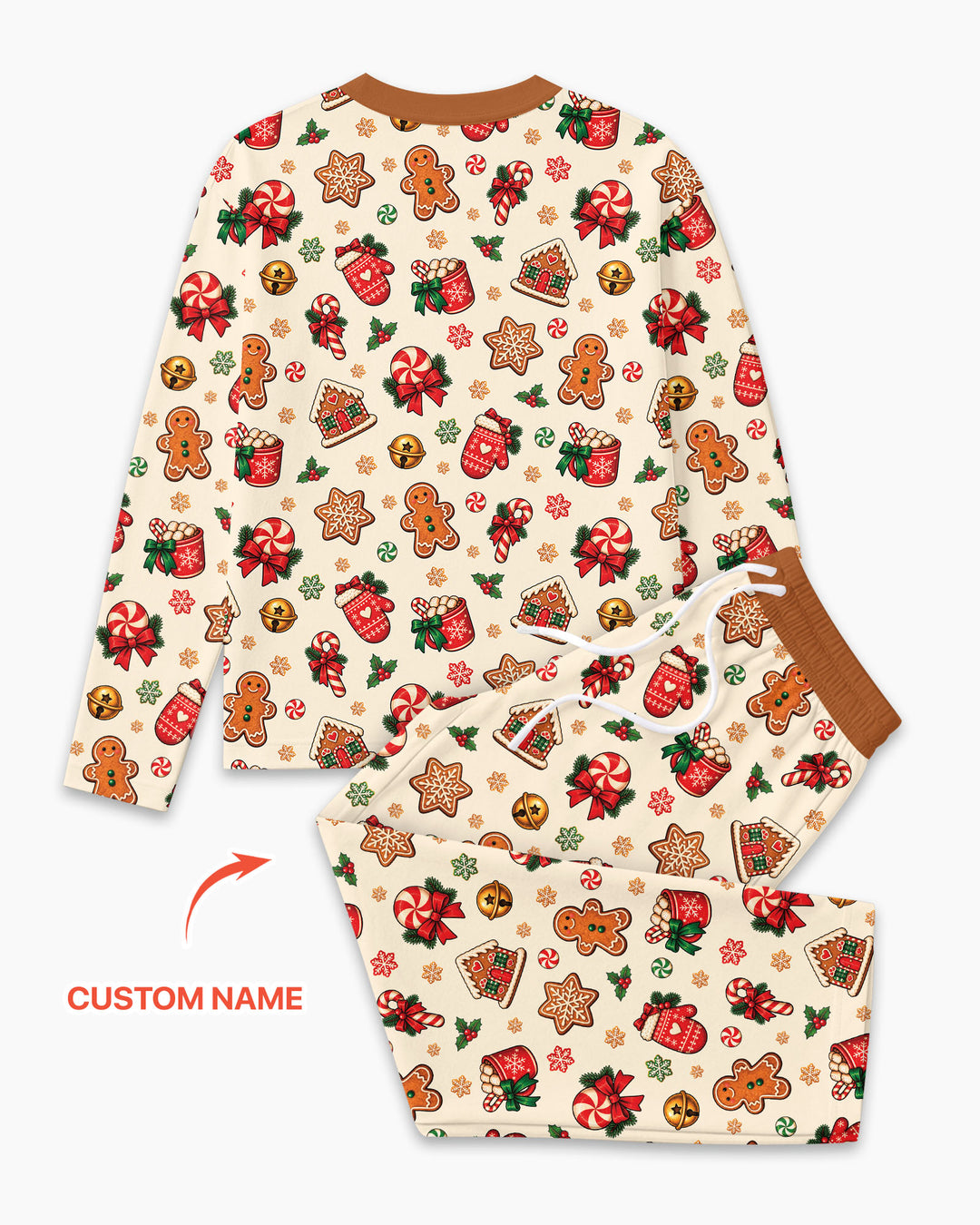 Custom Name Gingerbread The Bow Bamboo Men's Pajama Set