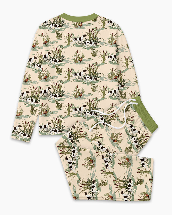 Vintage Pheasant & Hunting Dog Field Family Matching Bamboo Men's Pajama Set