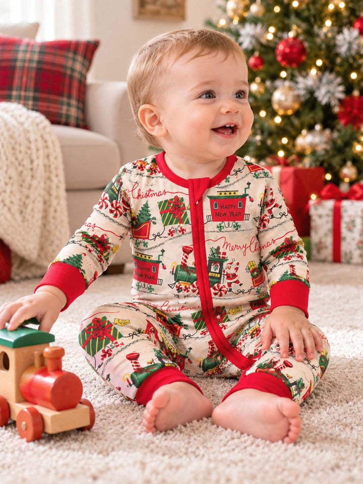 Merry Christmas Train Bamboo Convertible Zippy