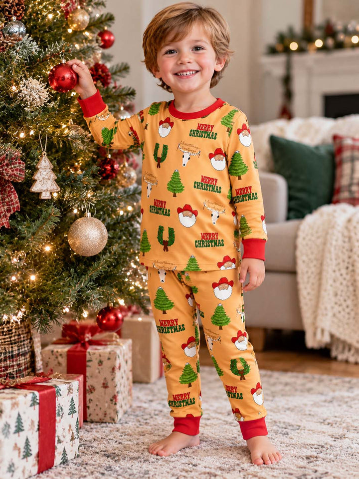 Merry Cowboy Christmas Bamboo Two Piece Long Sleeve Pajama Set