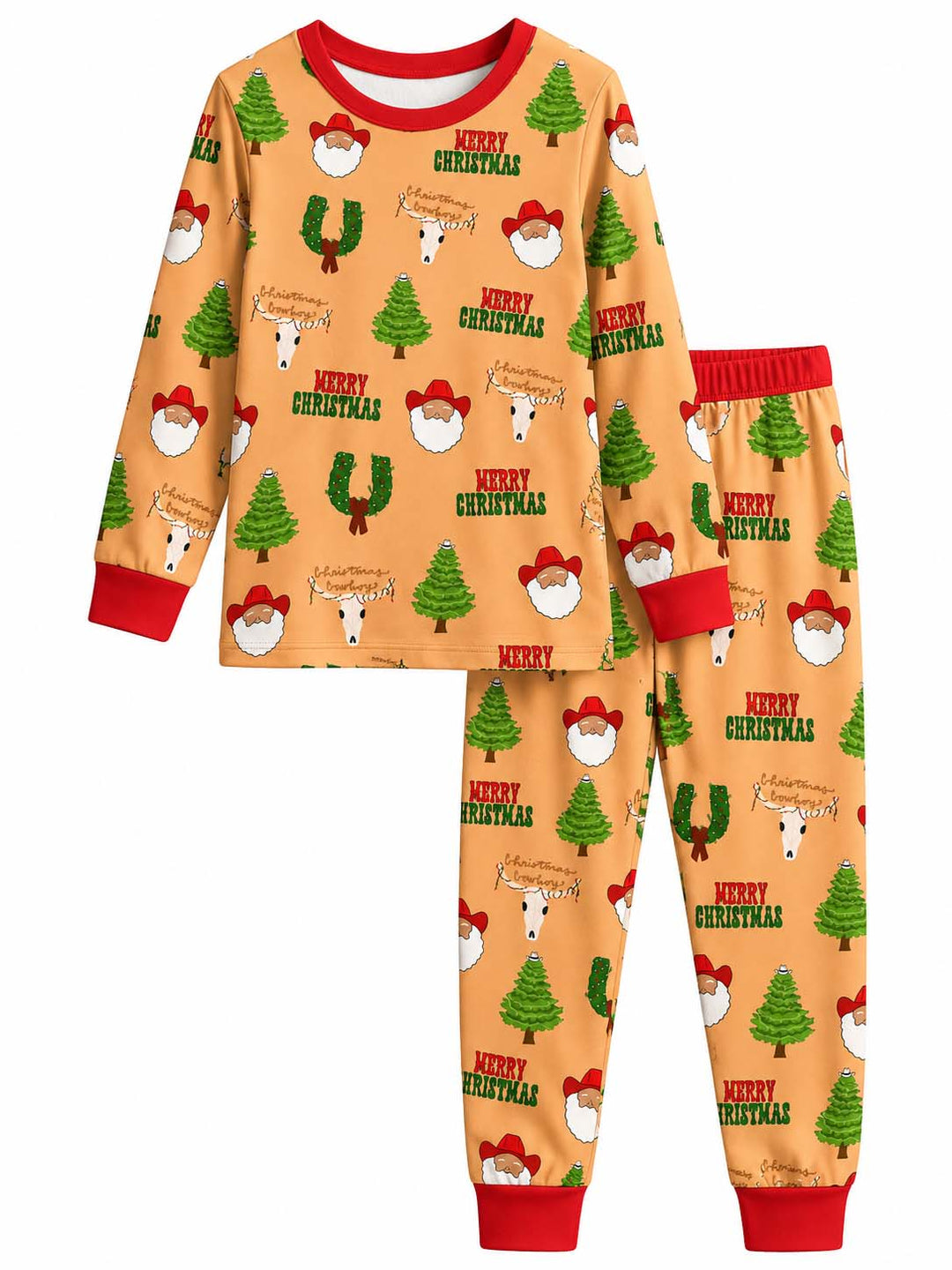 Merry Cowboy Christmas Bamboo Two Piece Long Sleeve Pajama Set