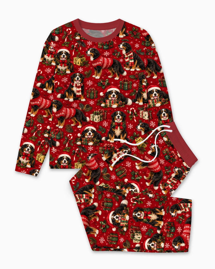 Merry Red Bernese Christmas Bamboo Men's Pajama Set