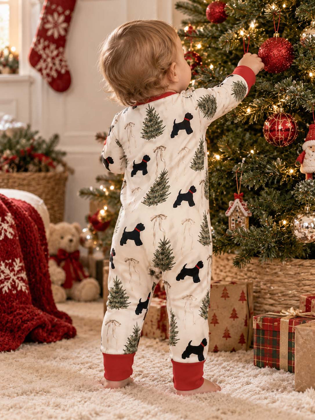 Minimal Christmas Dog and Pine Trees Bamboo Convertible Zippy