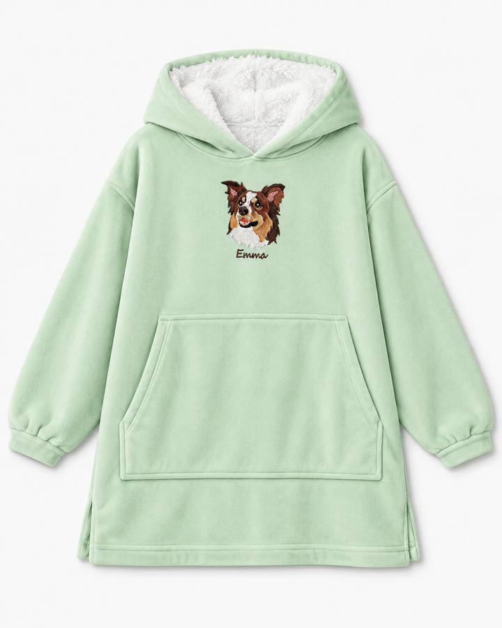 Custom Pet Embroidered Bamboo Blanket Hoodie