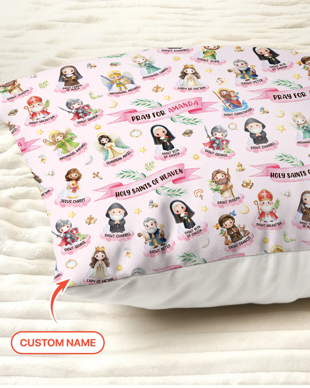 Holy Saints of Heaven Custom Name Bamboo Pillow Case