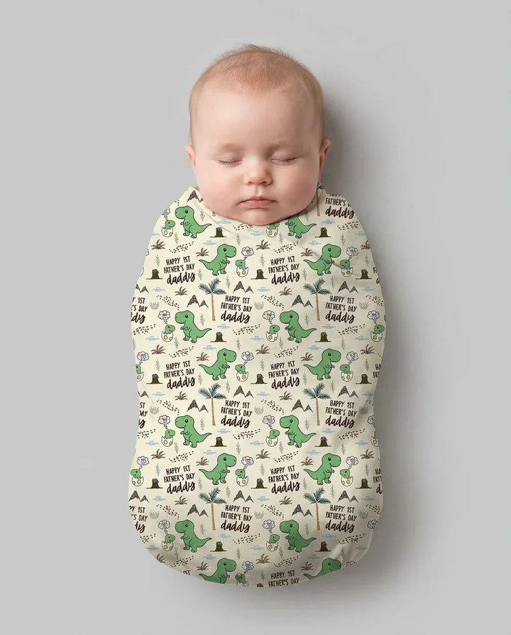 First Father's Day Daddysaurus swaddle blanket