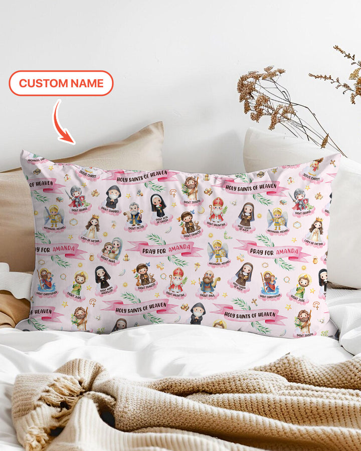 Holy Saints of Heaven Custom Name Bamboo Pillow Case