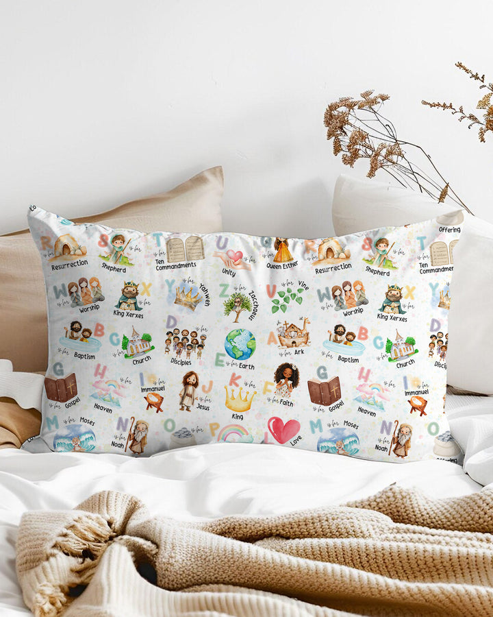 Bible ABC Alphabet Bamboo Pillow Case