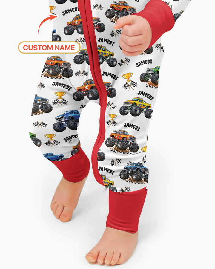 Custom Name Monster Trucks Bamboo Convertible Zippy