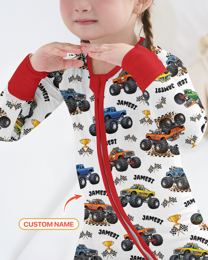 Custom Name Monster Trucks Bamboo Convertible Zippy