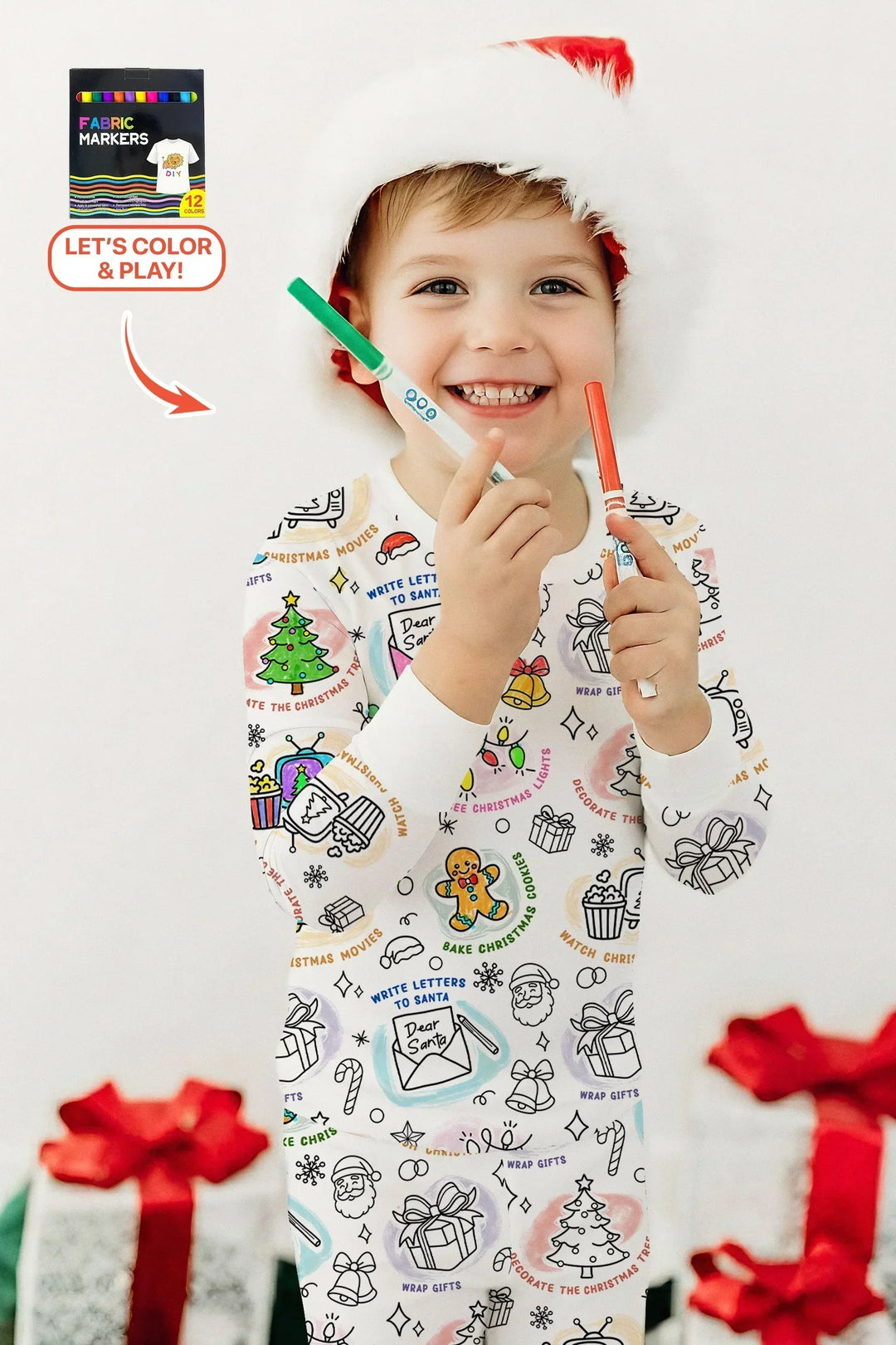 Christmas Colorable Bamboo Two Piece Pyjamas Set