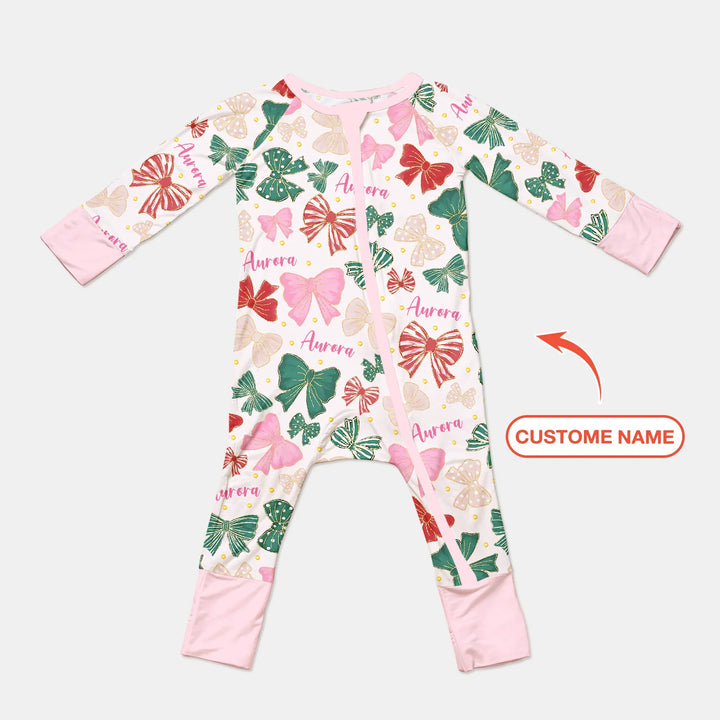 Custom Name Preppy Coquette Bows Bamboo Convertible Zippy