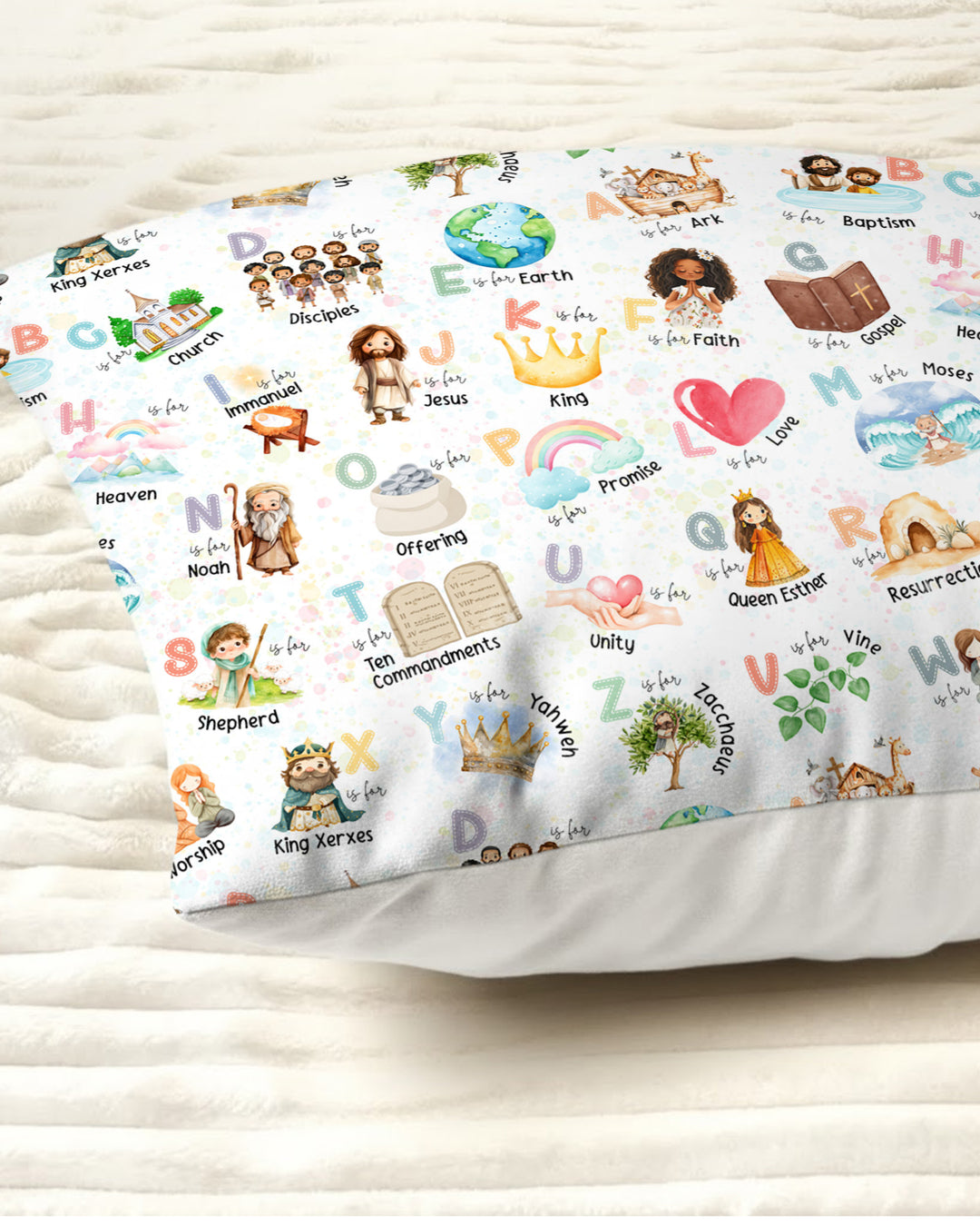 Bible ABC Alphabet Bamboo Pillow Case