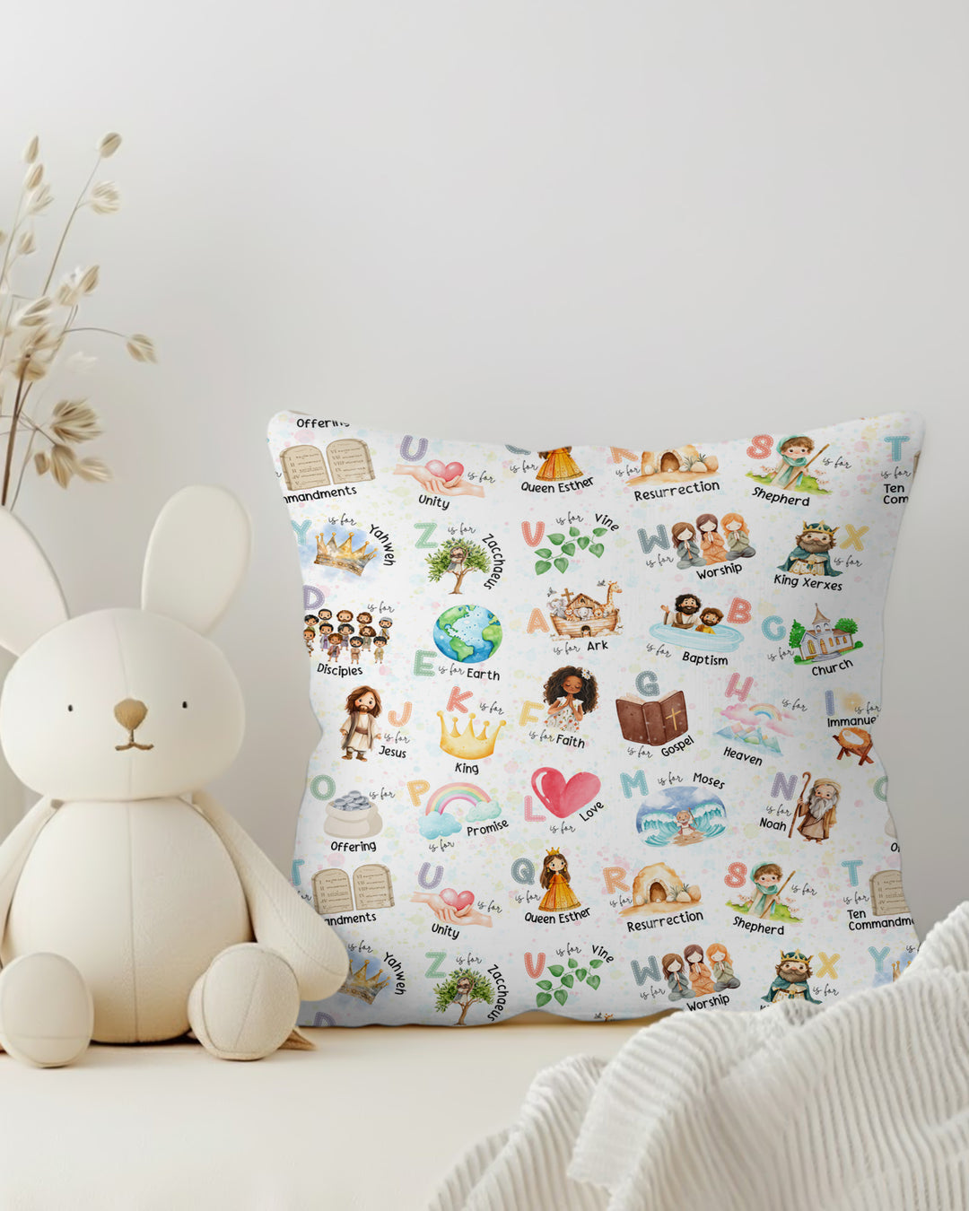 Bible ABC Alphabet Bamboo Pillow Case