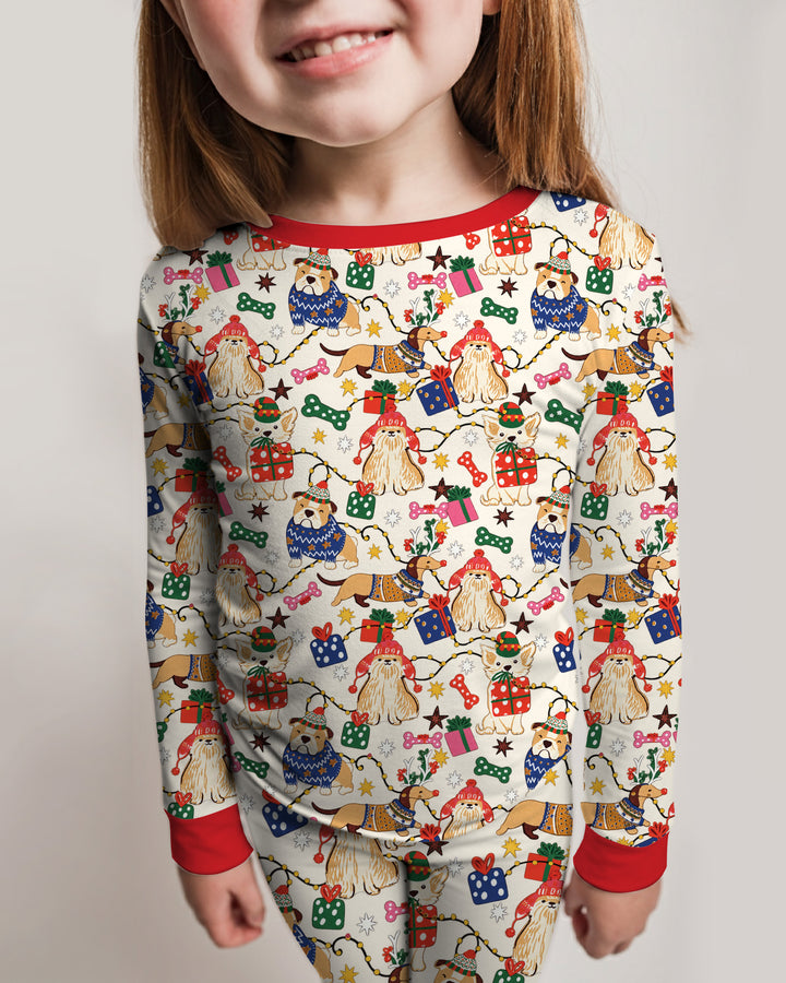 Jolly Christmas Pups Bamboo Two Piece Long Sleeve Pajama Set
