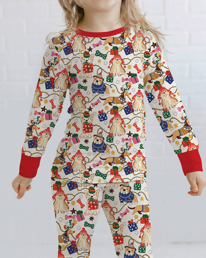 Jolly Christmas Pups Bamboo Two Piece Long Sleeve Pajama Set