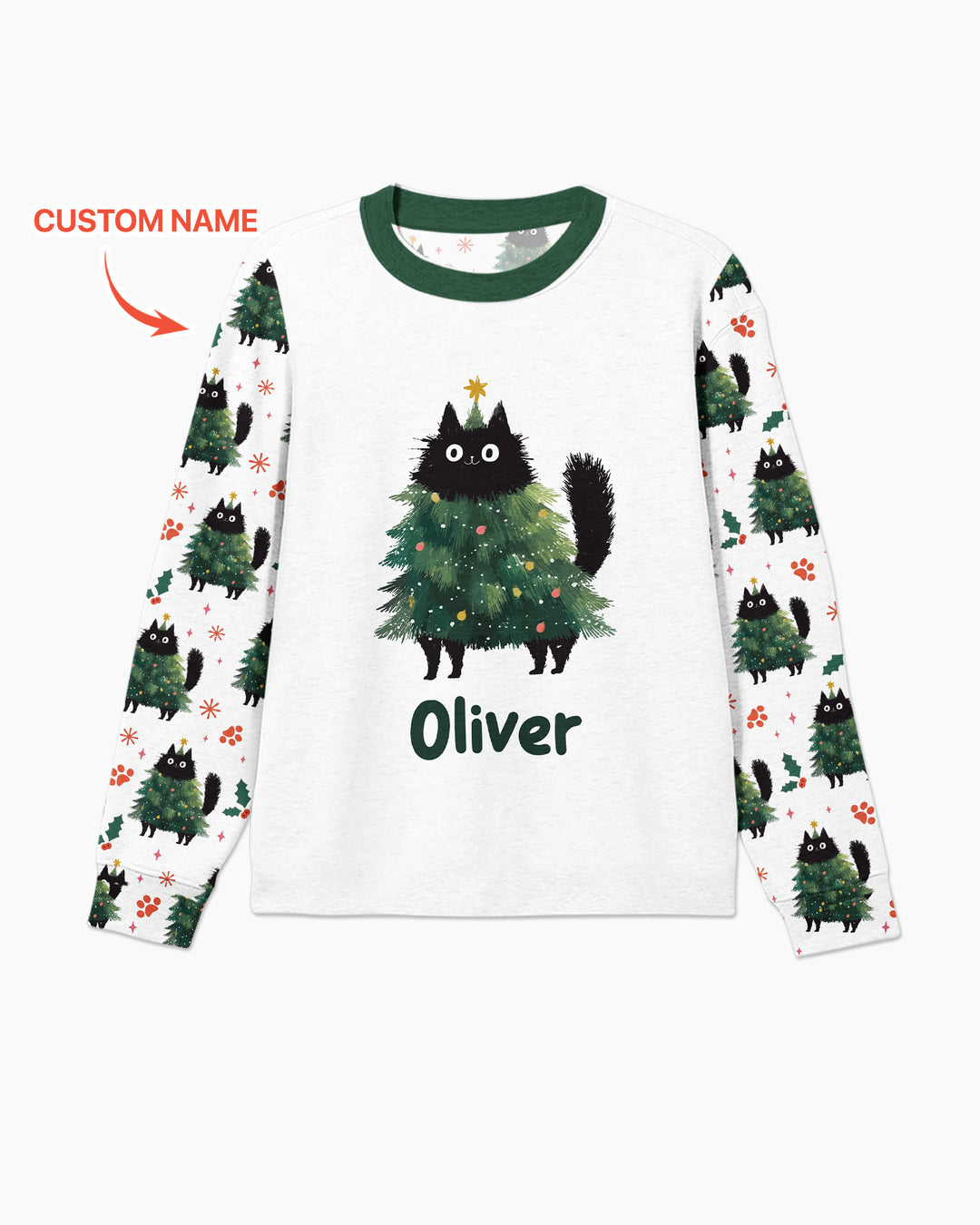Custom Name Black Cat Christmas Bamboo Men's Pajama Set