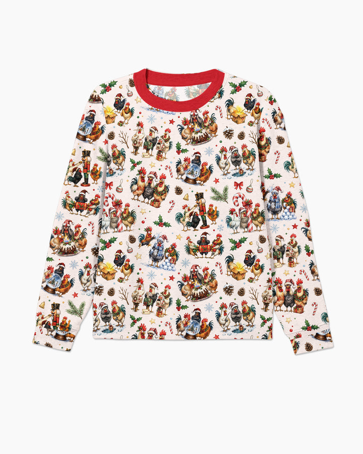 Funny Roosters On Christmas Bamboo Men's Pajama Set