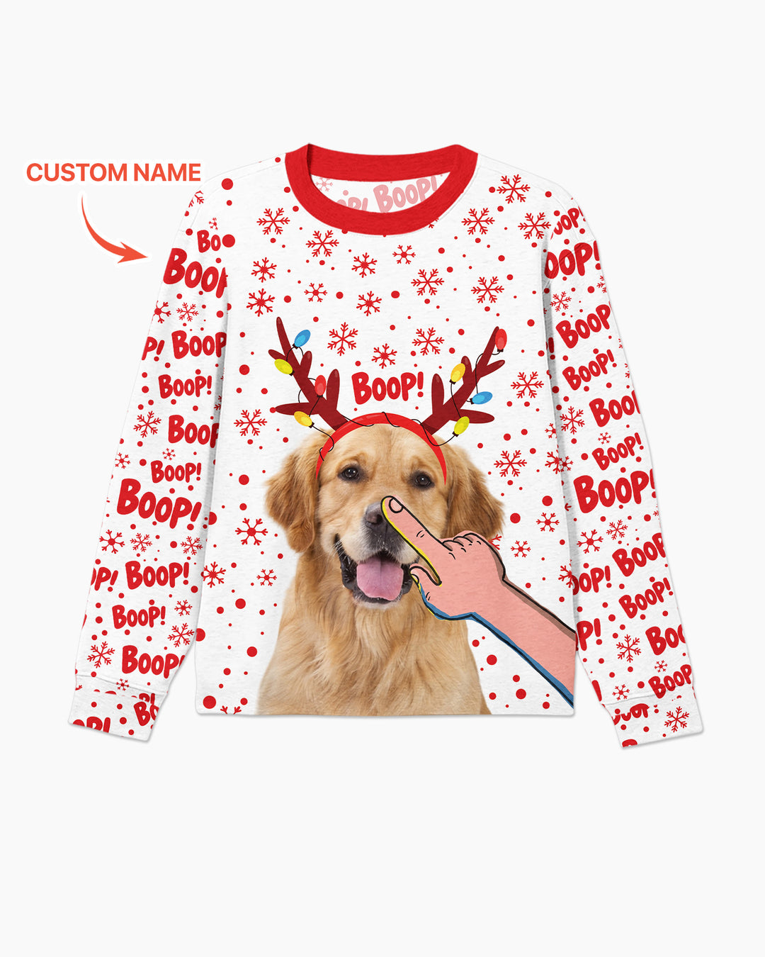 Custom Pet Photo Funny Christmas Boop Bamboo Men's Pajama Set