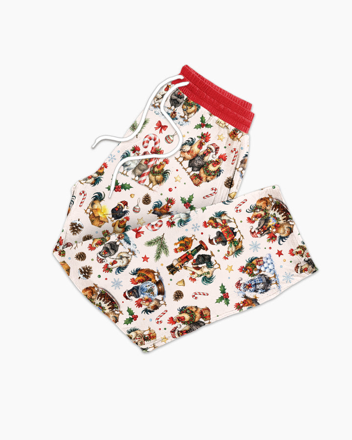 Funny Roosters On Christmas Bamboo Men's Pajama Set
