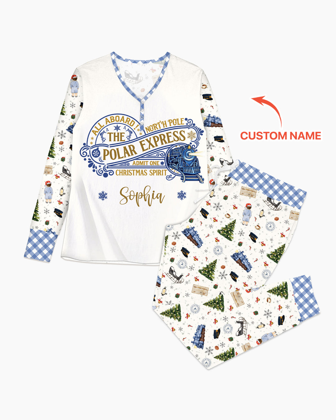 Custom Name North Pole Adventure Bamboo Women Pajama Set