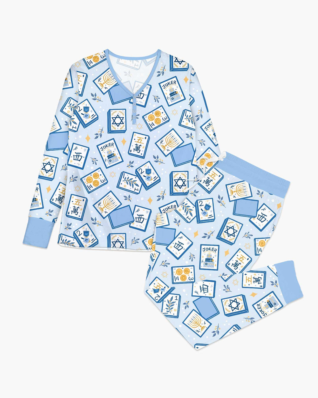 Mahjong Tov Hanukkah Family Matching Bamboo Women Pajama Set