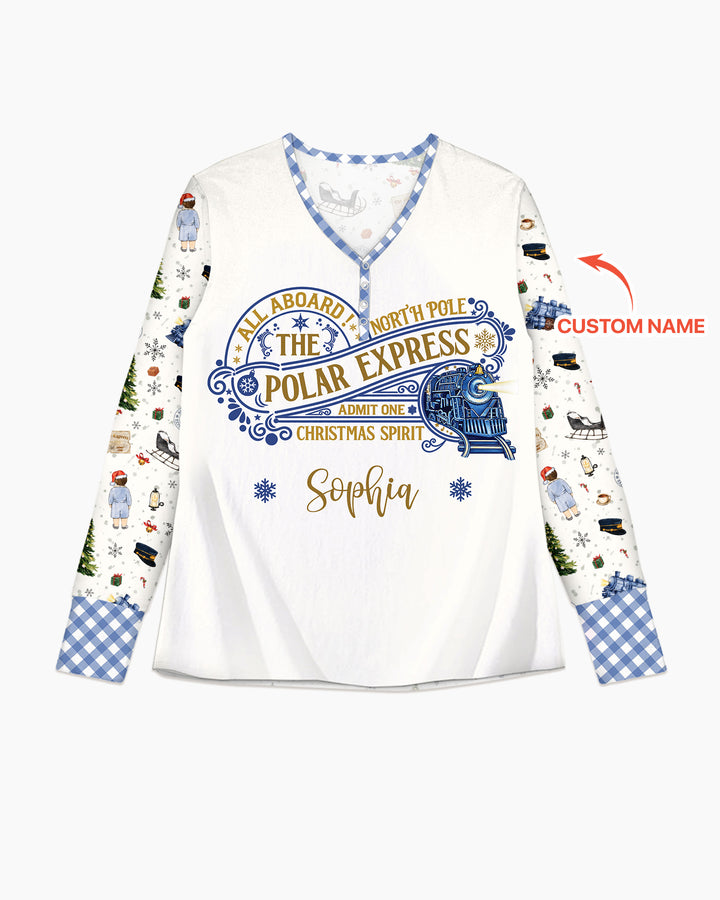 Custom Name North Pole Adventure Bamboo Women Pajama Set
