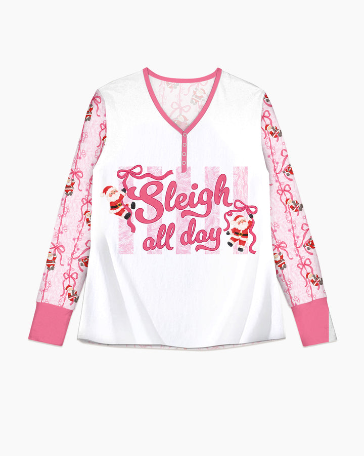 Sleigh All Day Santa Claus  Bamboo Women Pajama Set