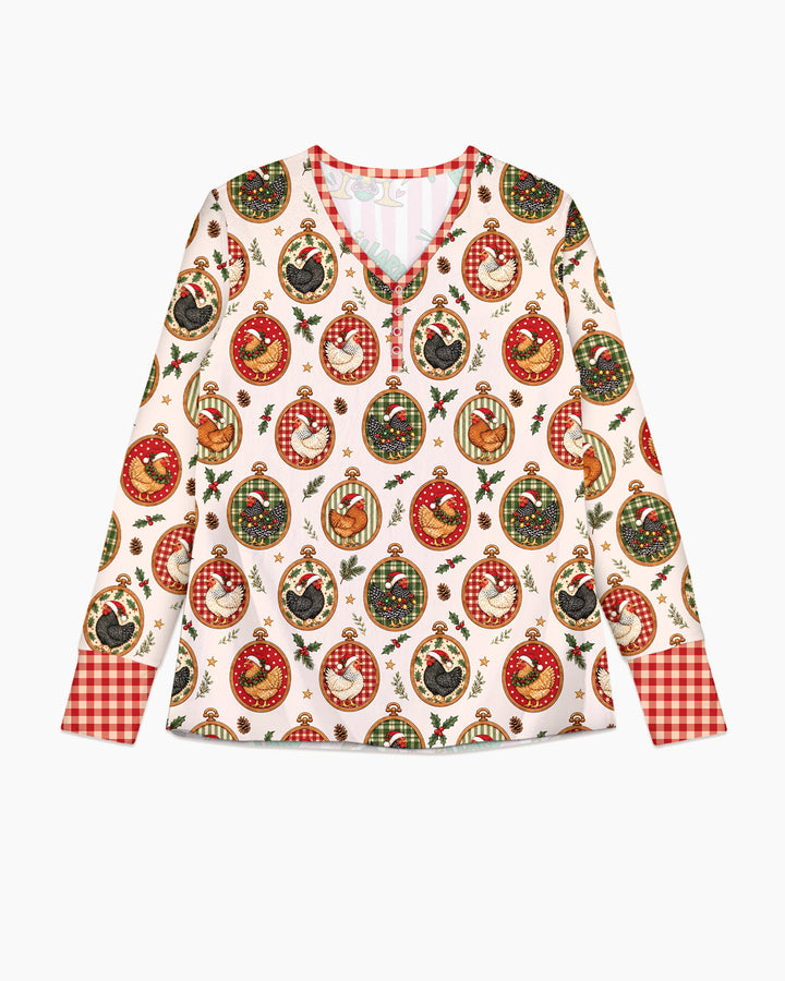 Chicken Merry Clucking Christmas Bamboo Women Pajama Set