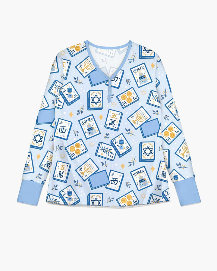 Mahjong Tov Hanukkah Family Matching Bamboo Women Pajama Set