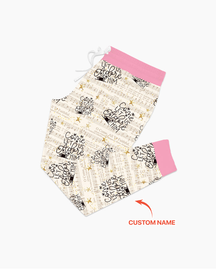Oh Come Let Us Adore Him Custom Name Mommy And Me Matching Bamboo Women Pajama Set
