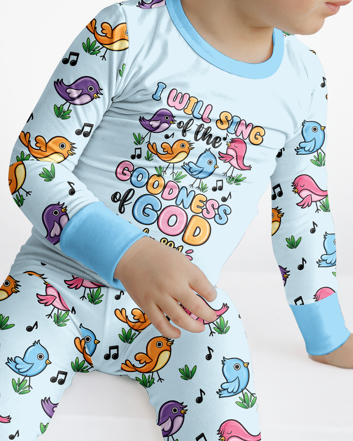 I Will Sing of the Goodness of God Bamboo Two Piece Long Sleeve Pajama Set