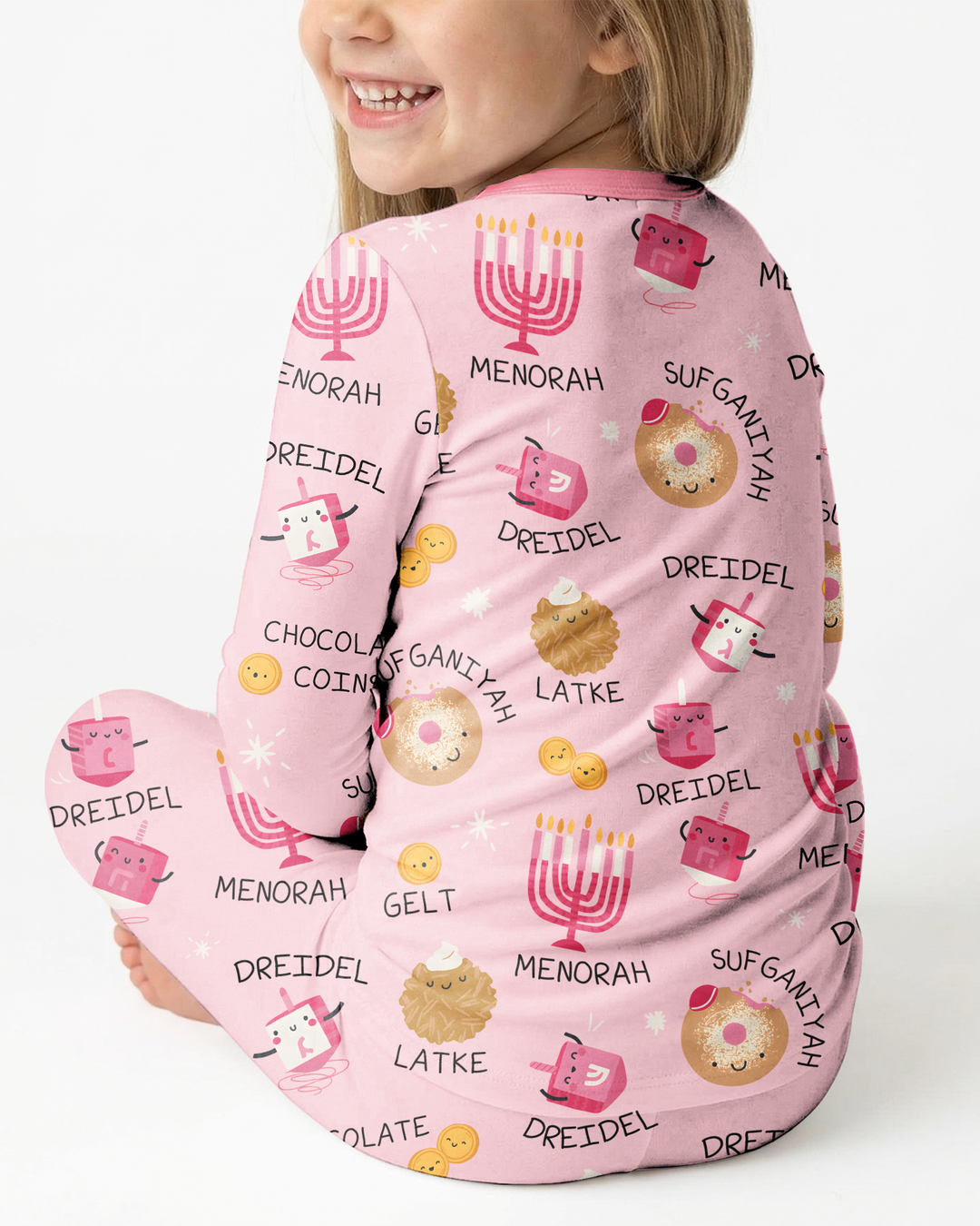 Custom Hanukkah Family Matching  Bamboo Two Piece Long Sleeve Pajama Set