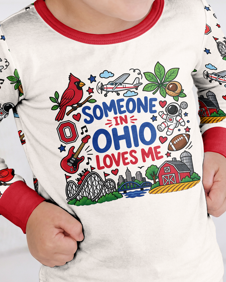 Someone in Ohio Loves Me Bamboo Two Piece Long Sleeve Pajama Set