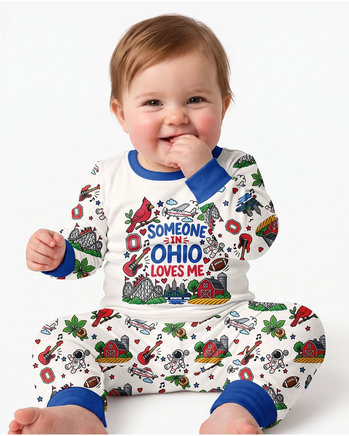 Someone in Ohio Loves Me Bamboo Two Piece Long Sleeve Pajama Set