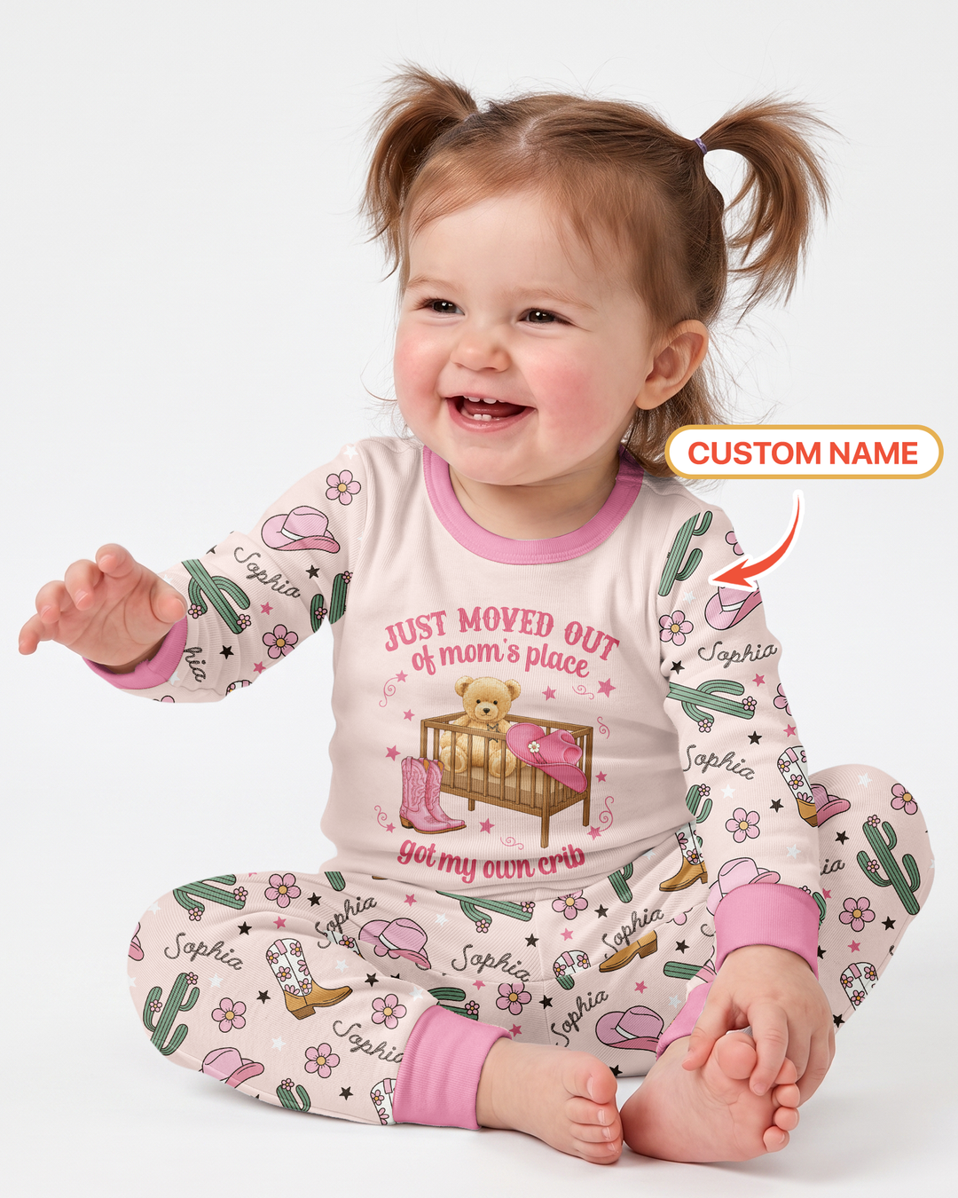 Custom Name Western Moved Out of My Mom's & Place Got My Own Crib Bamboo Two Piece Long Sleeve Pajama Set