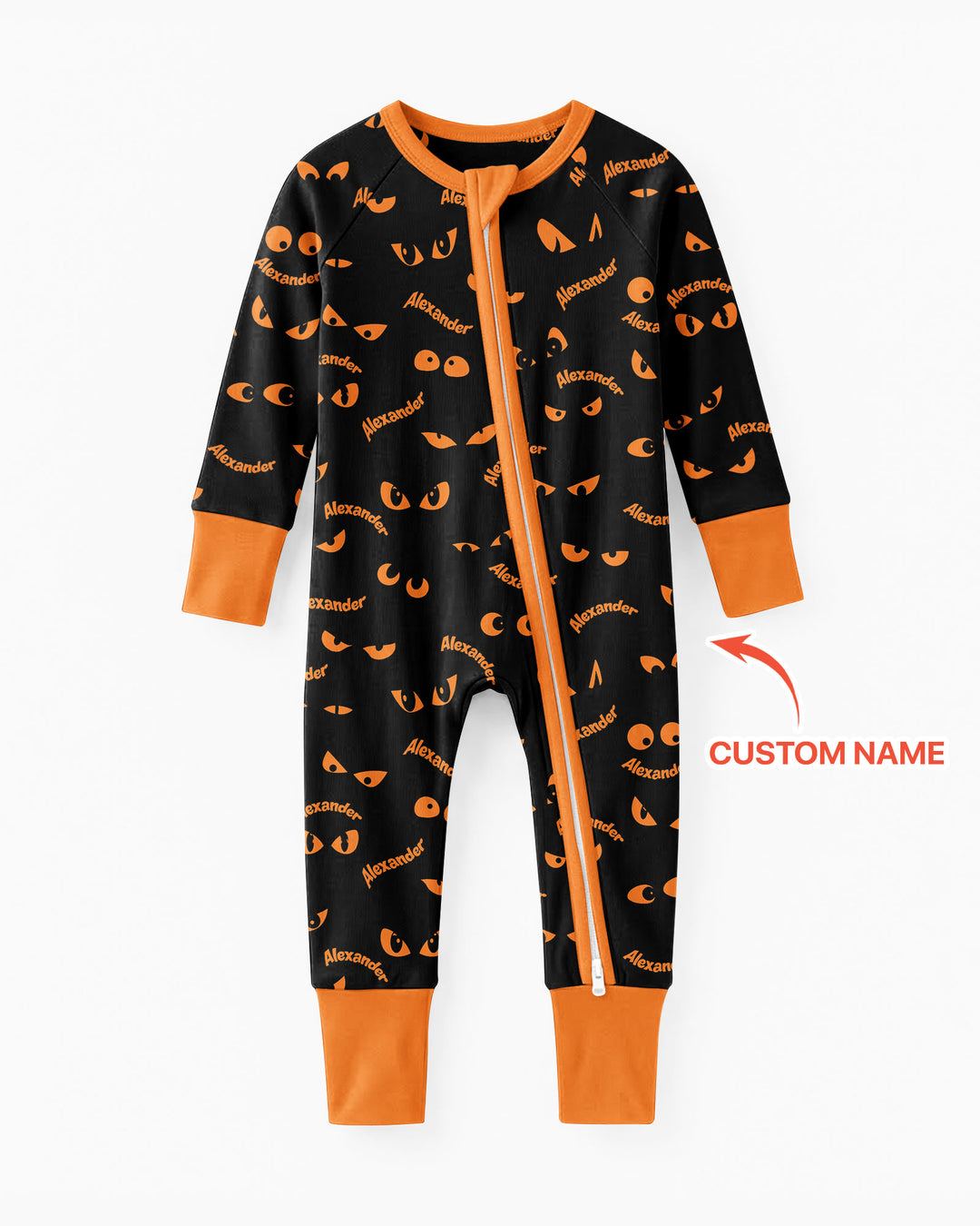 Custom Name Halloween Spooky Cat Eyes -  Personalized Convertible Zippy