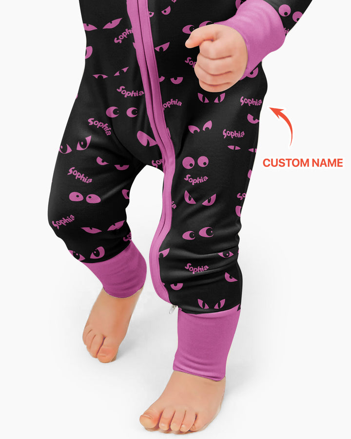 Custom Name Halloween Spooky Cat Eyes -  Personalized Convertible Zippy
