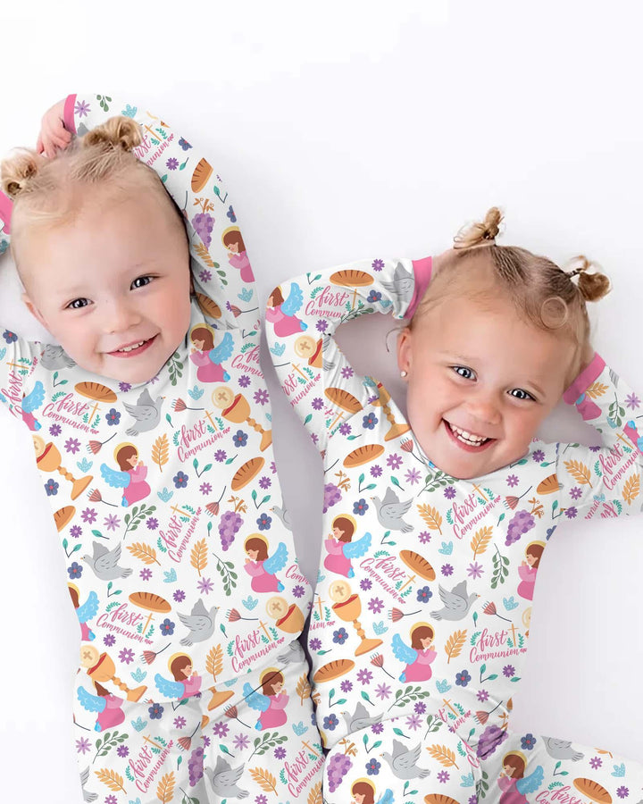 First Communion Bamboo Two Piece Long Sleeve Pajama Set