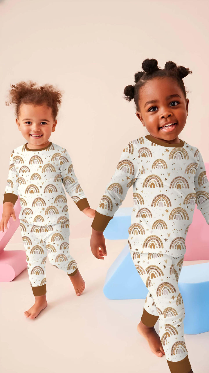 Back Lives Matter Rainbow Bamboo Two Piece Long Sleeve Pajama Set