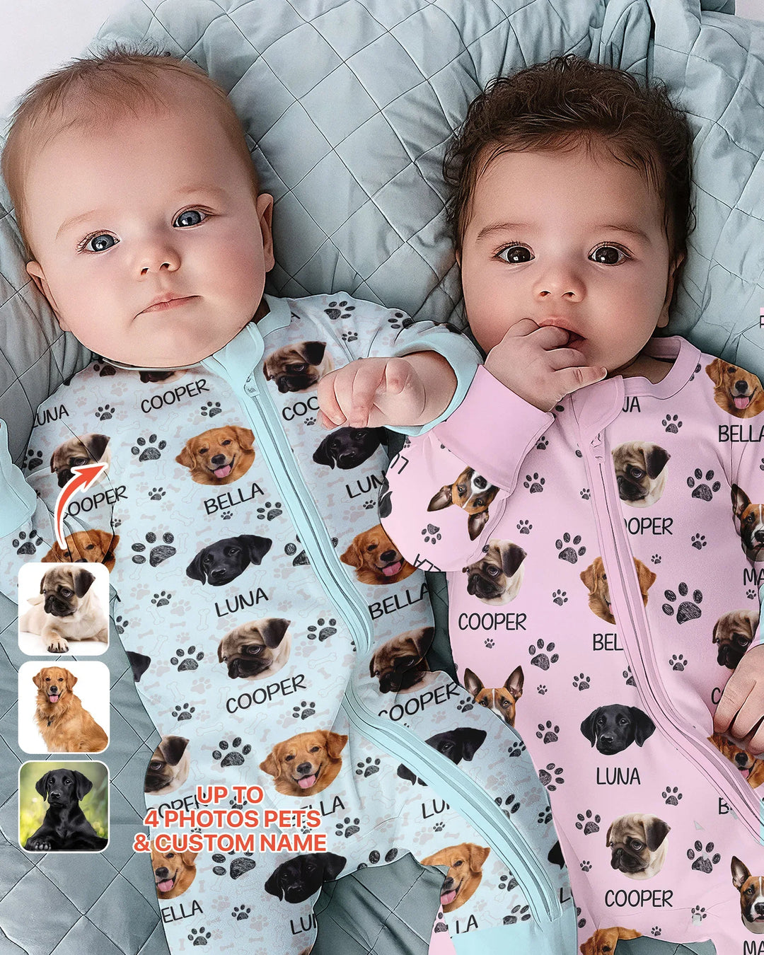 Custom Dog Photo With Paw Bamboo Convertible Zippy
