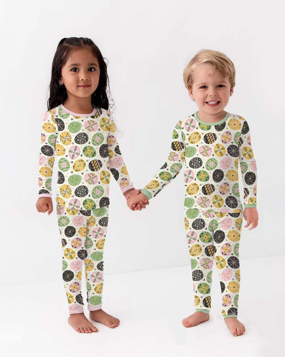 Pysanky Eggs Family Matching Bamboo Two Piece Long Sleeve Pajama Set