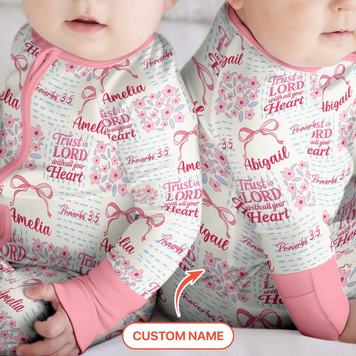 Trust The Lord With All Your Heart Custom Name Bamboo Convertible Zippy