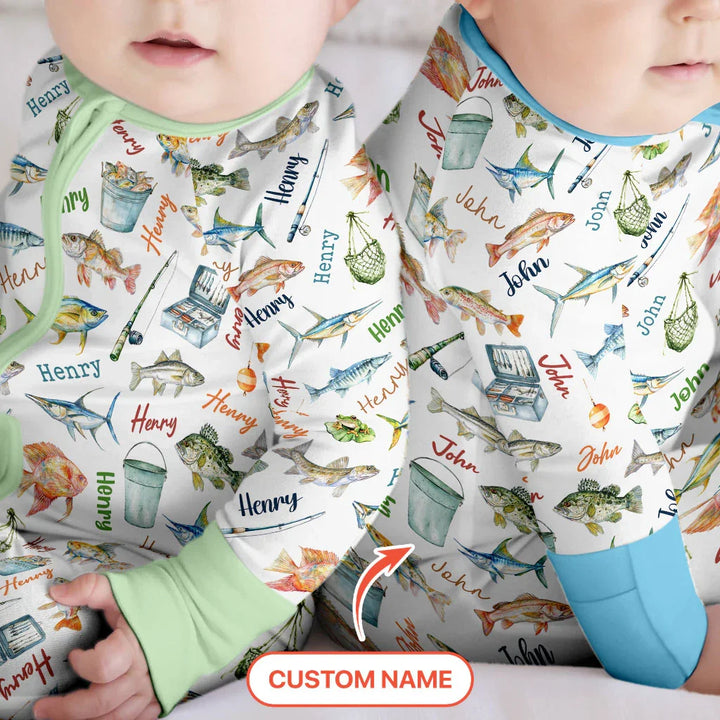 Happy Fishing Adventure Custom Name Bamboo Convertible Zippy