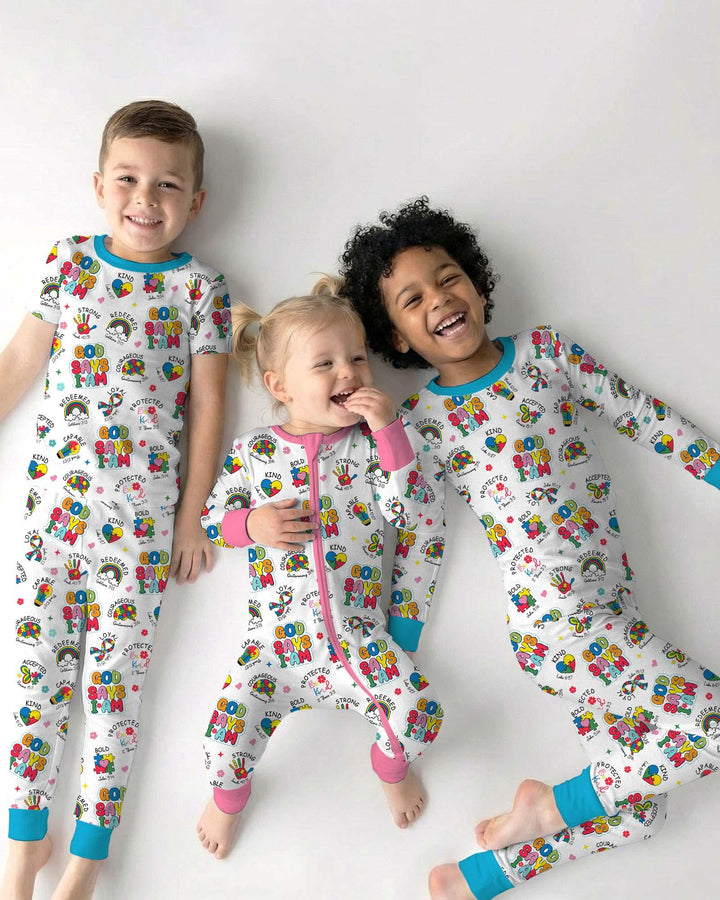 God Says I Am Autism Awareness Bamboo Two Piece Long Sleeve Pajama Set