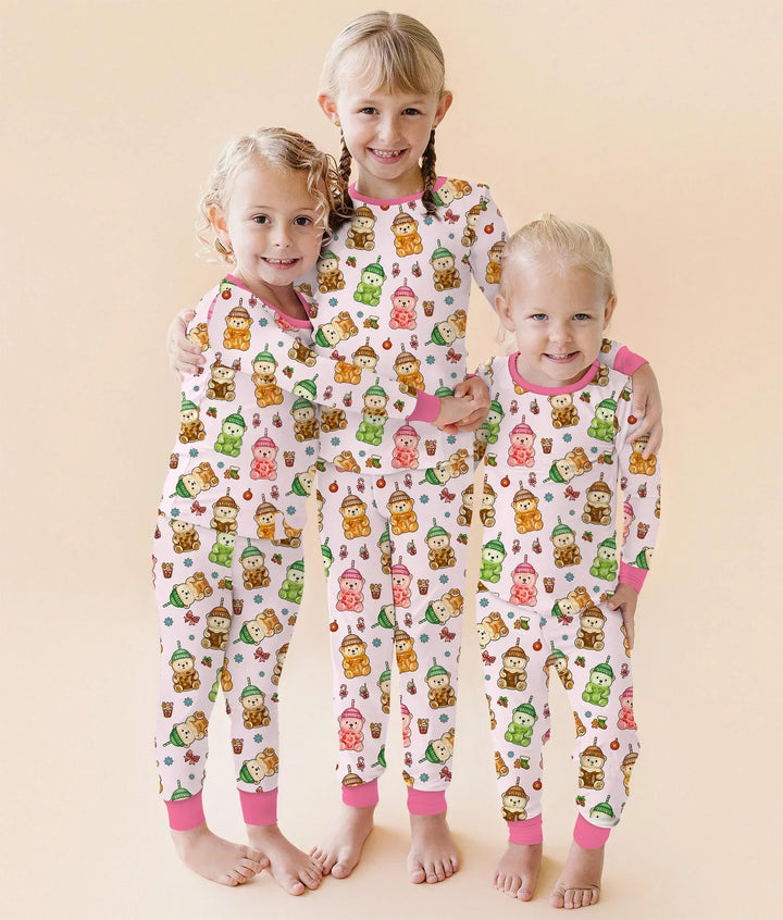 Holiday Bear Cup Bamboo Two Piece Long Sleeve Pajama Set