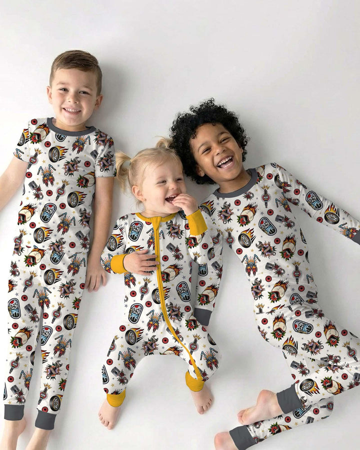Born to Ride Together Family Matching Bamboo Two Piece Short Sleeve Pajama Set