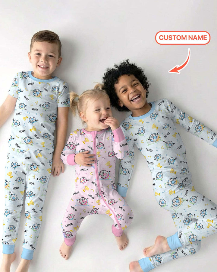 Custom Name Soccer Dad Team Matching Two Piece Long Sleeve Pajama Set