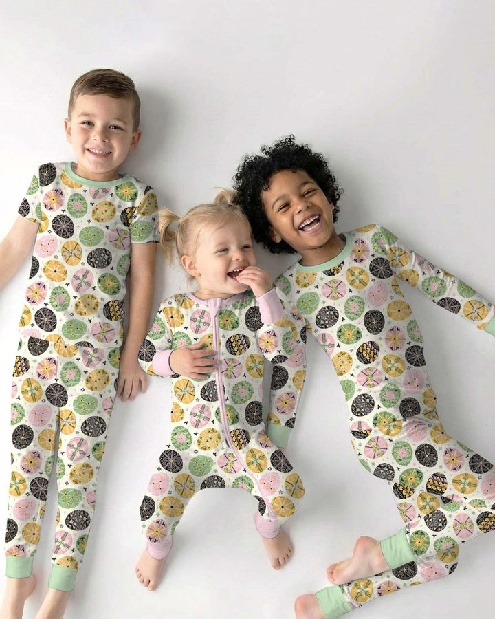 Pysanky Eggs Family Matching Bamboo Two Piece Long Sleeve Pajama Set